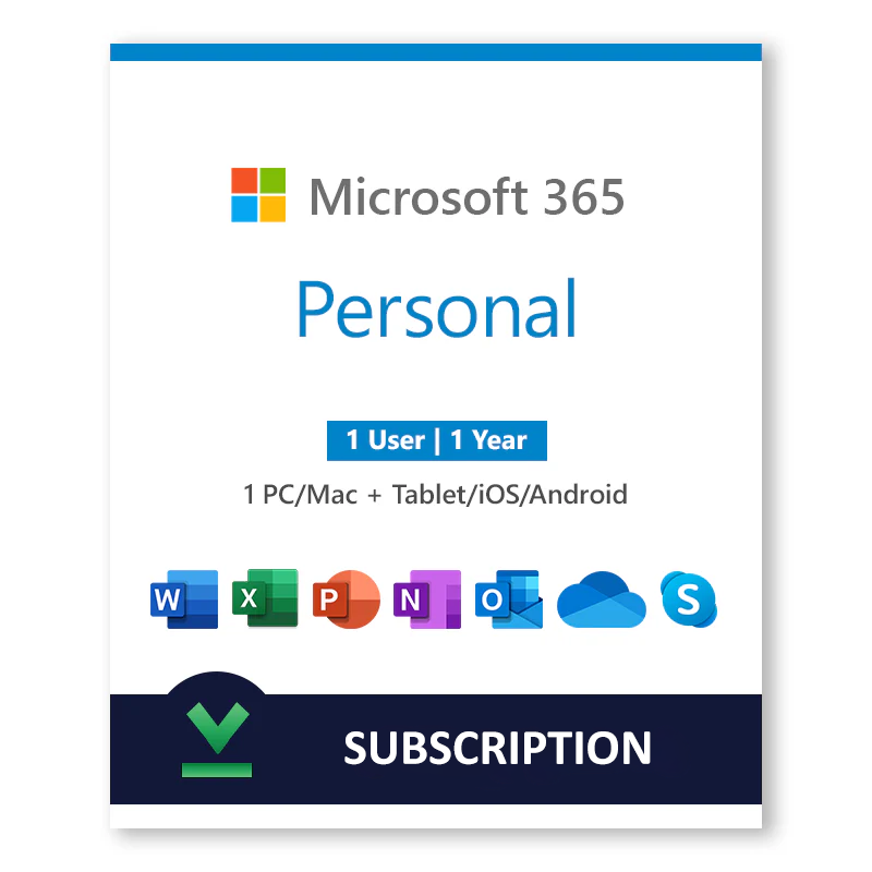 Microsoft 365 Personal (PC/Mac/Tablet) 1 Year | 1 User | Shoppylk